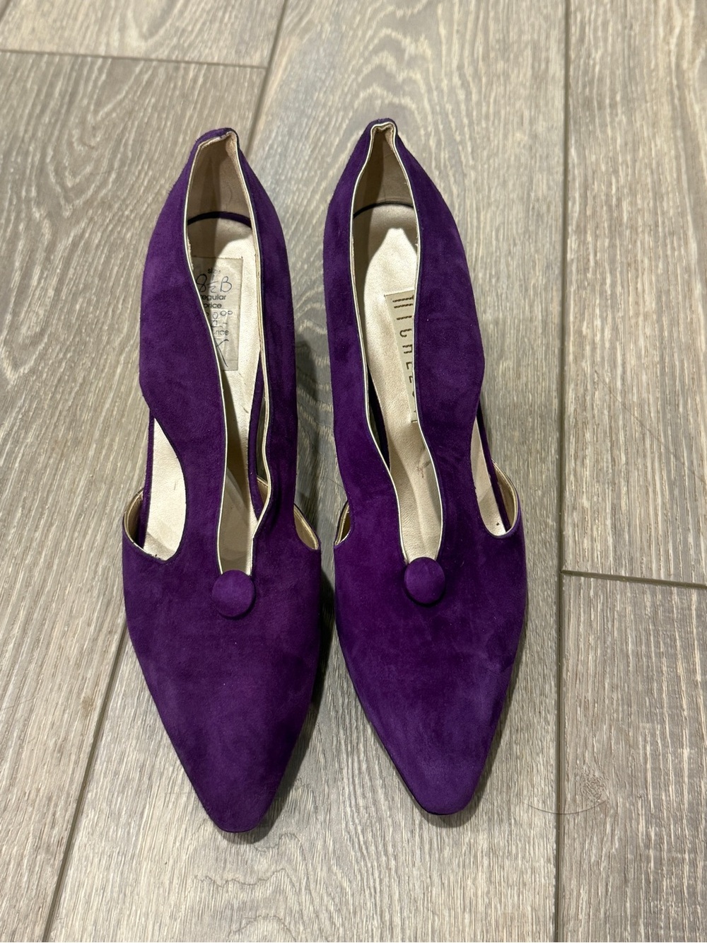 Nickels Italian D’Orsay Purple Suede Pointed Toe Women's kitten Heels